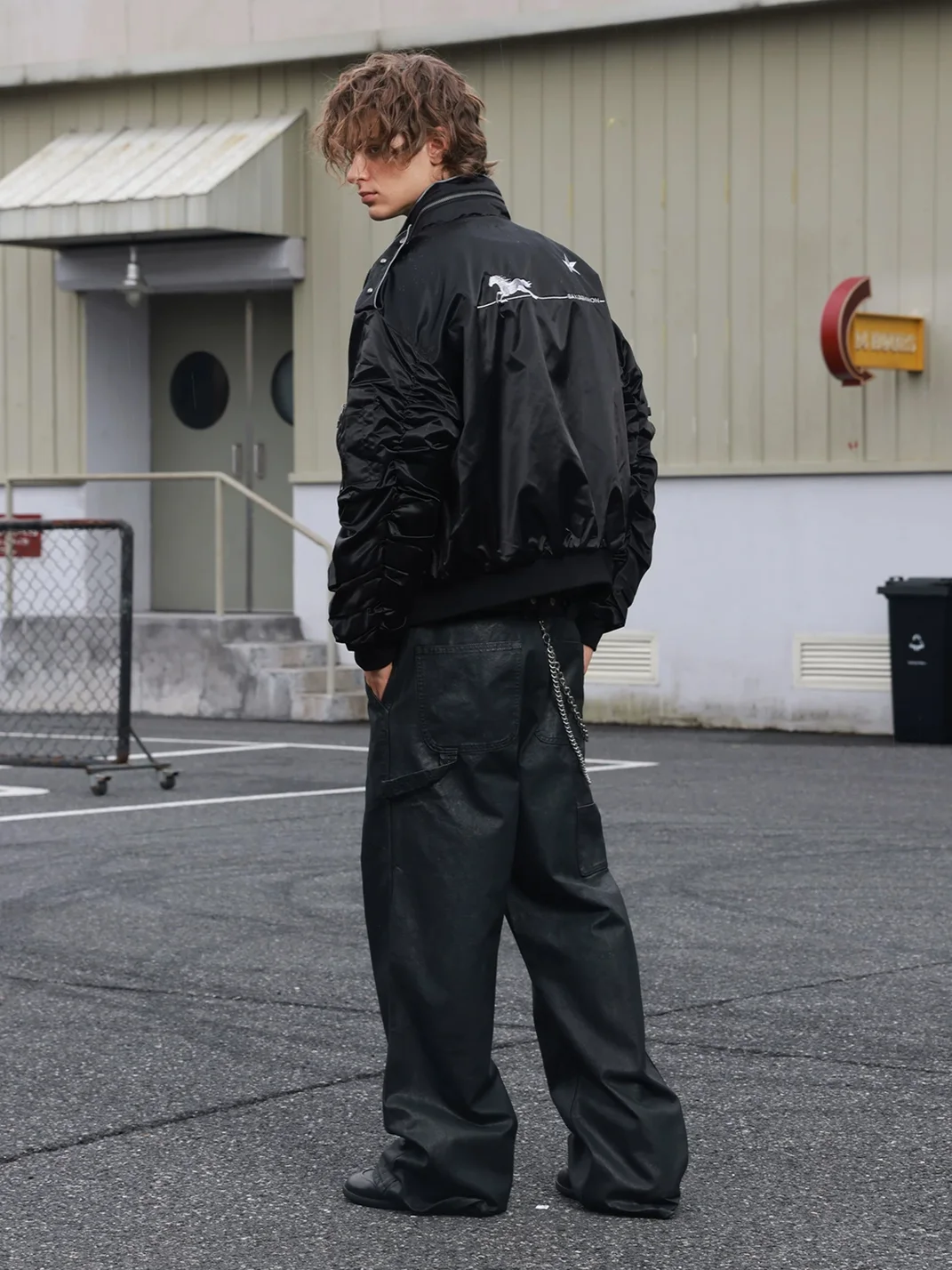 SAXGENWON | Waxed Washed Baggy Straight-Leg Cargo Pants