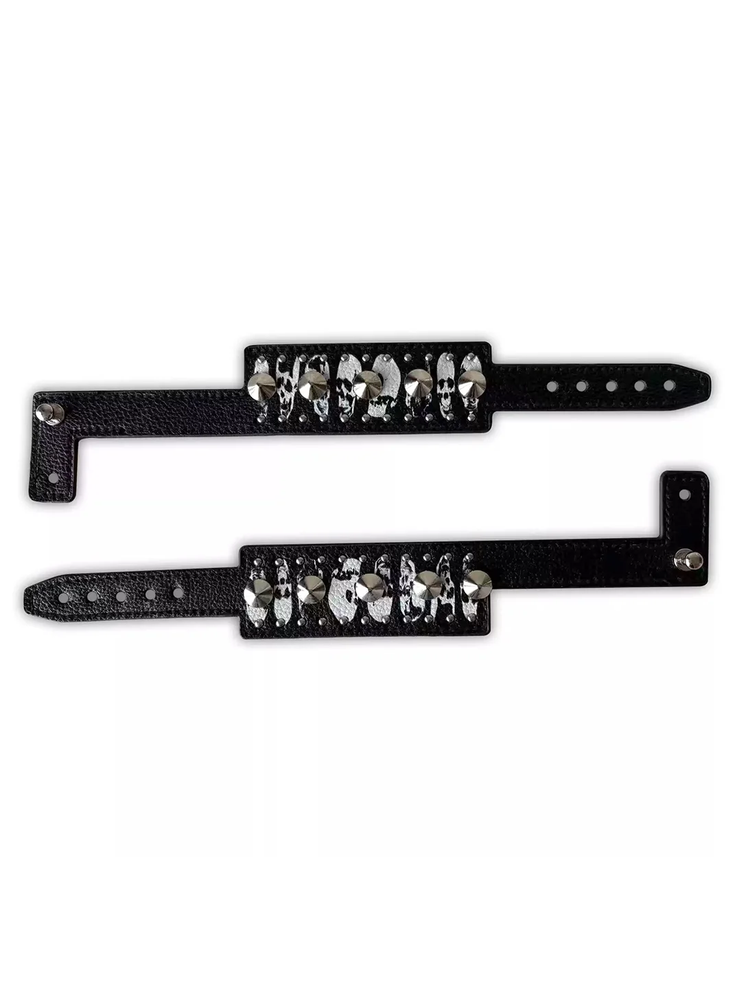 B0RN1NH3LL | Skull Print Studded Wristband Bracelet