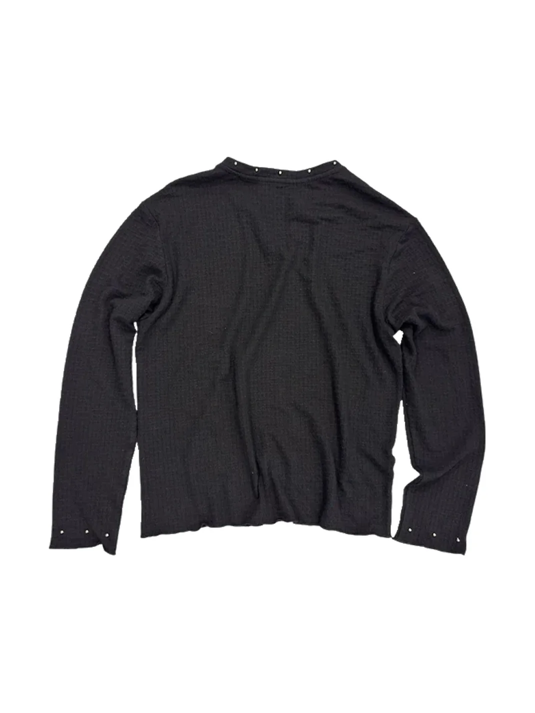 SAXGENWON | Studded V-Neck Jacquard Embroidered Long Sleeve T-Shirt