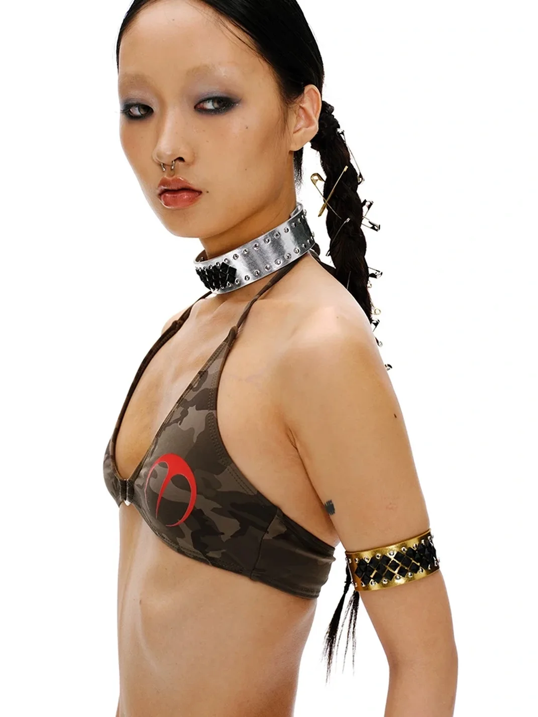 SchwarzGold | Y2K Two-Tone Studded Leather Choker