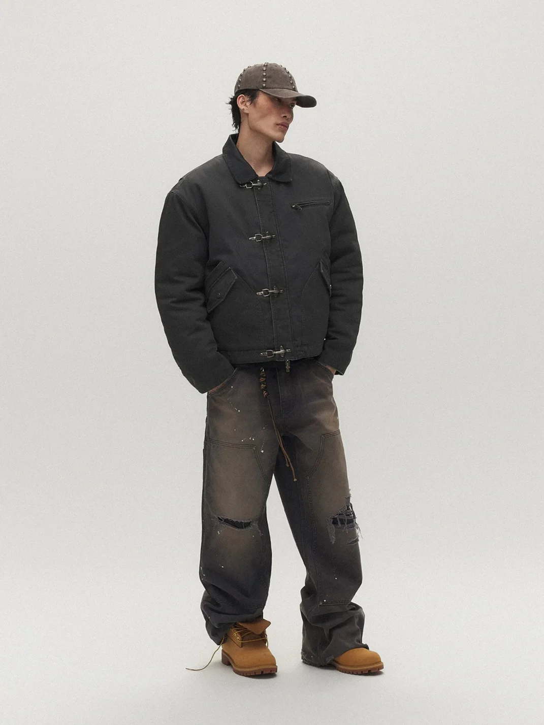 SAXGENWON | Lambskin Collar Oversized Retro Streetwear Padded Jacket