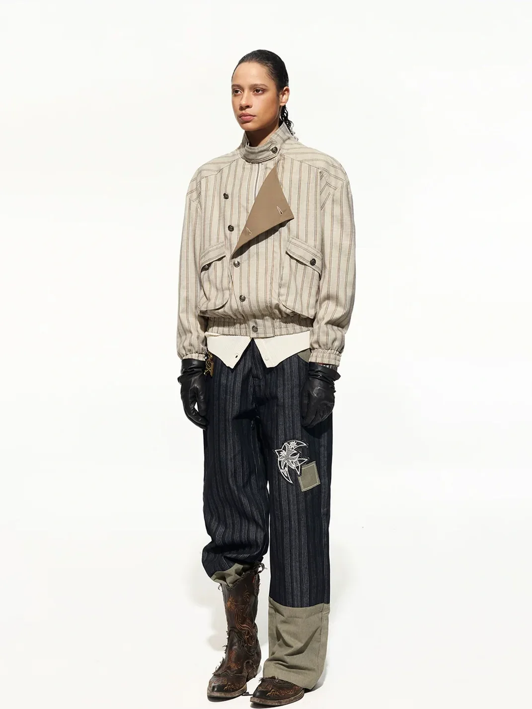 OPENFLY | Vintage Vertical Stripe Drop Shoulder Jacket