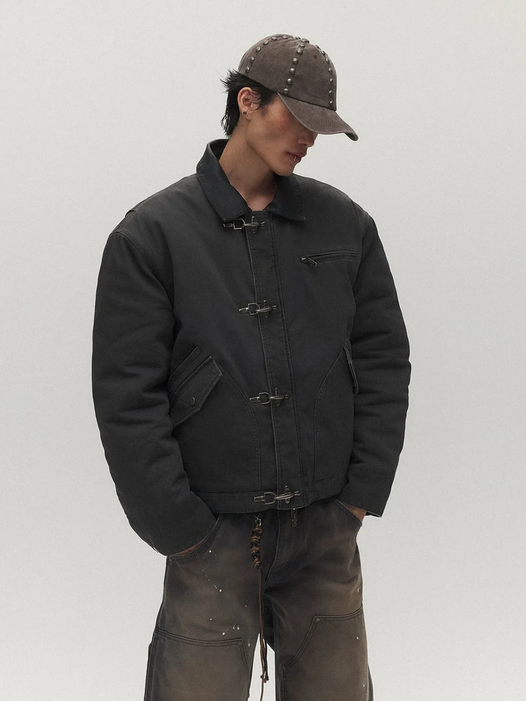 SAXGENWON | Lambskin Collar Oversized Retro Streetwear Padded Jacket