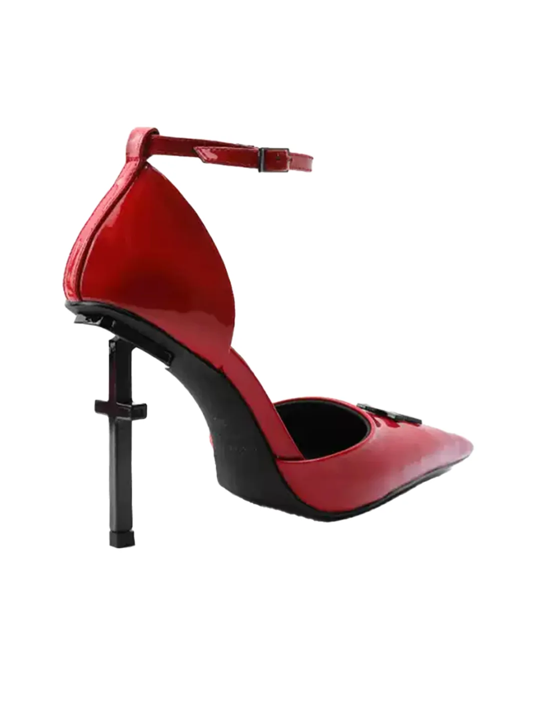 Colorful Bridge | Red Patent Pointed-Toe Strappy Heels
