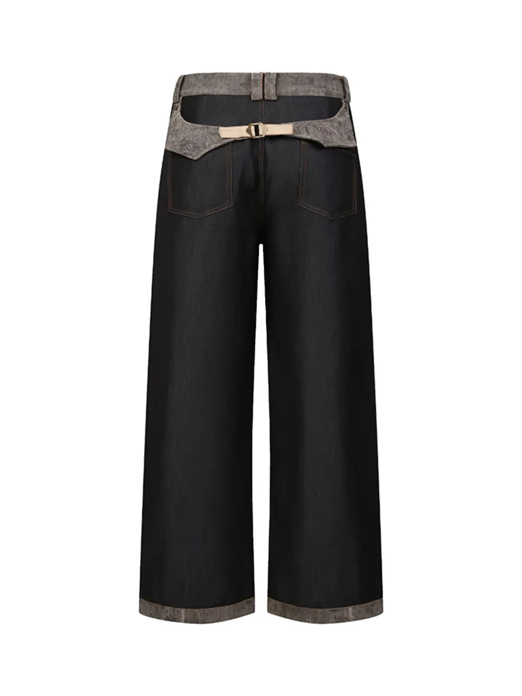 OPENFLY | Washed Suede Panel Wide Leg Cargo Jeans