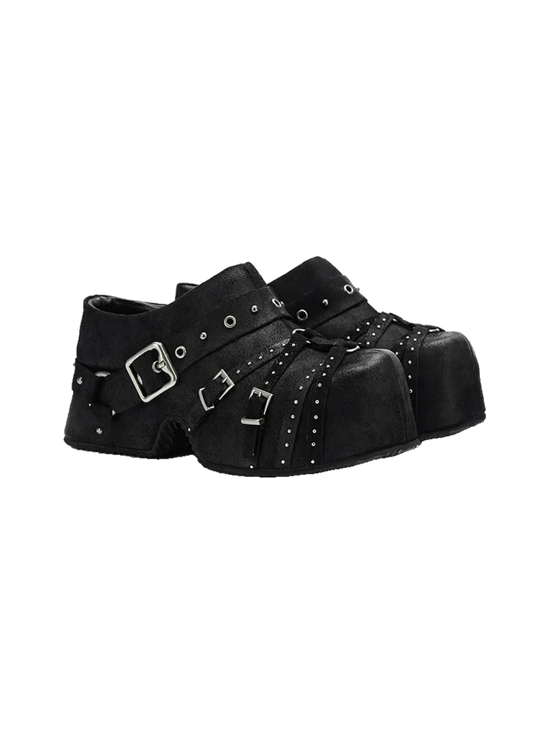 Arcadiagyal | Studded Buckle Platform Closed-Toe Mules