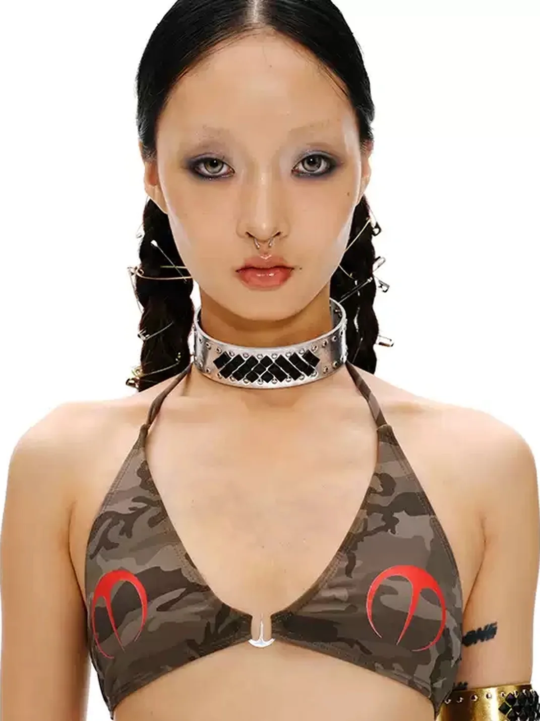 SchwarzGold | Y2K Two-Tone Studded Leather Choker