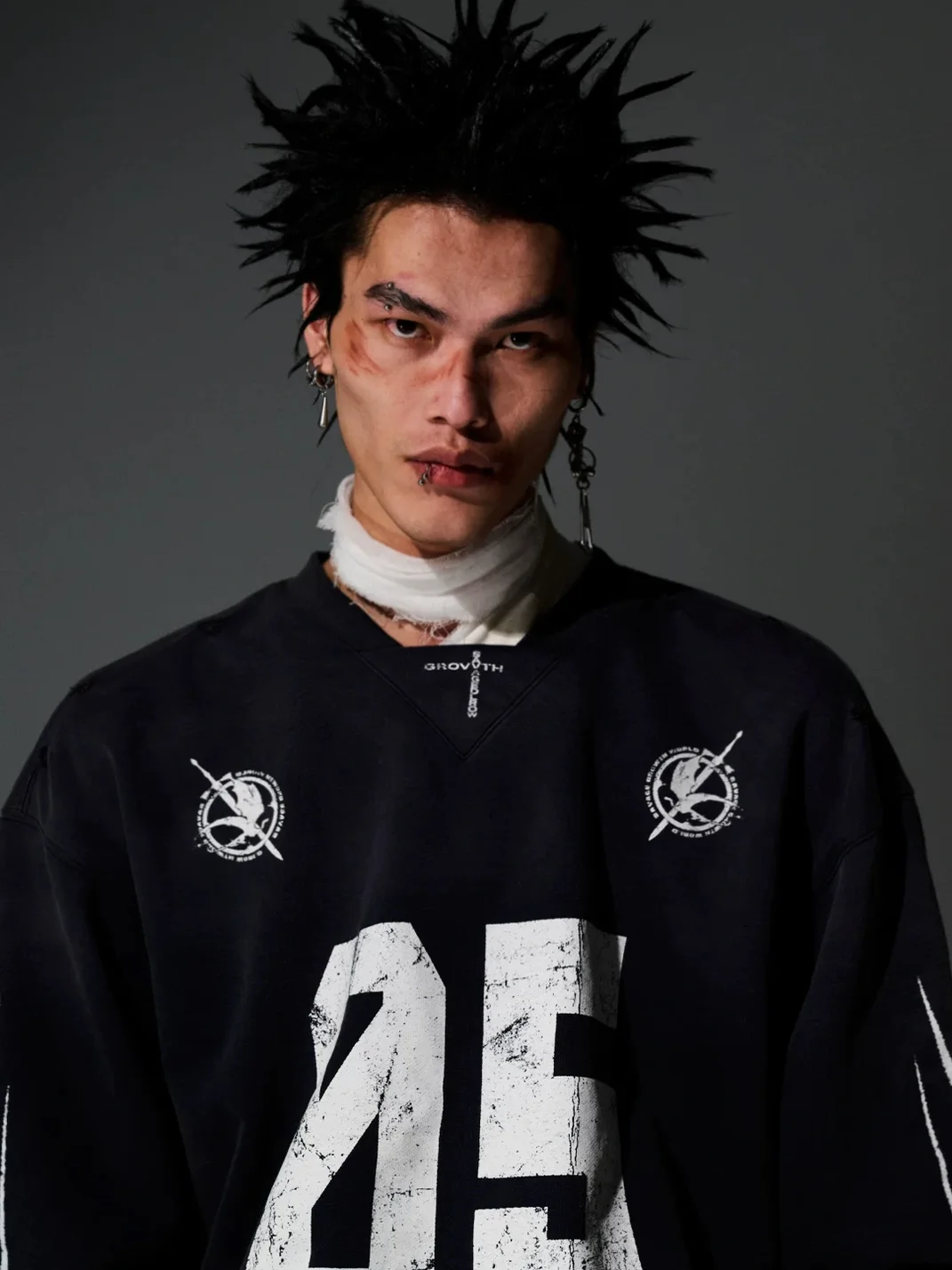SAXGENWON | Washed Distressed Graphic Sweatshirt And Sweatpants Set