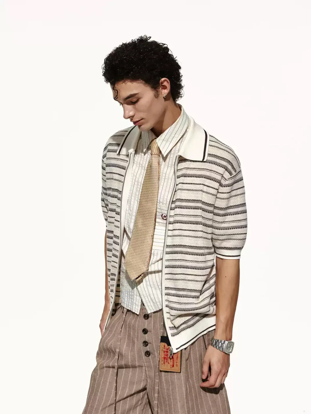 OPENFLY | Short Sleeve Striped Zip Polo Shirt