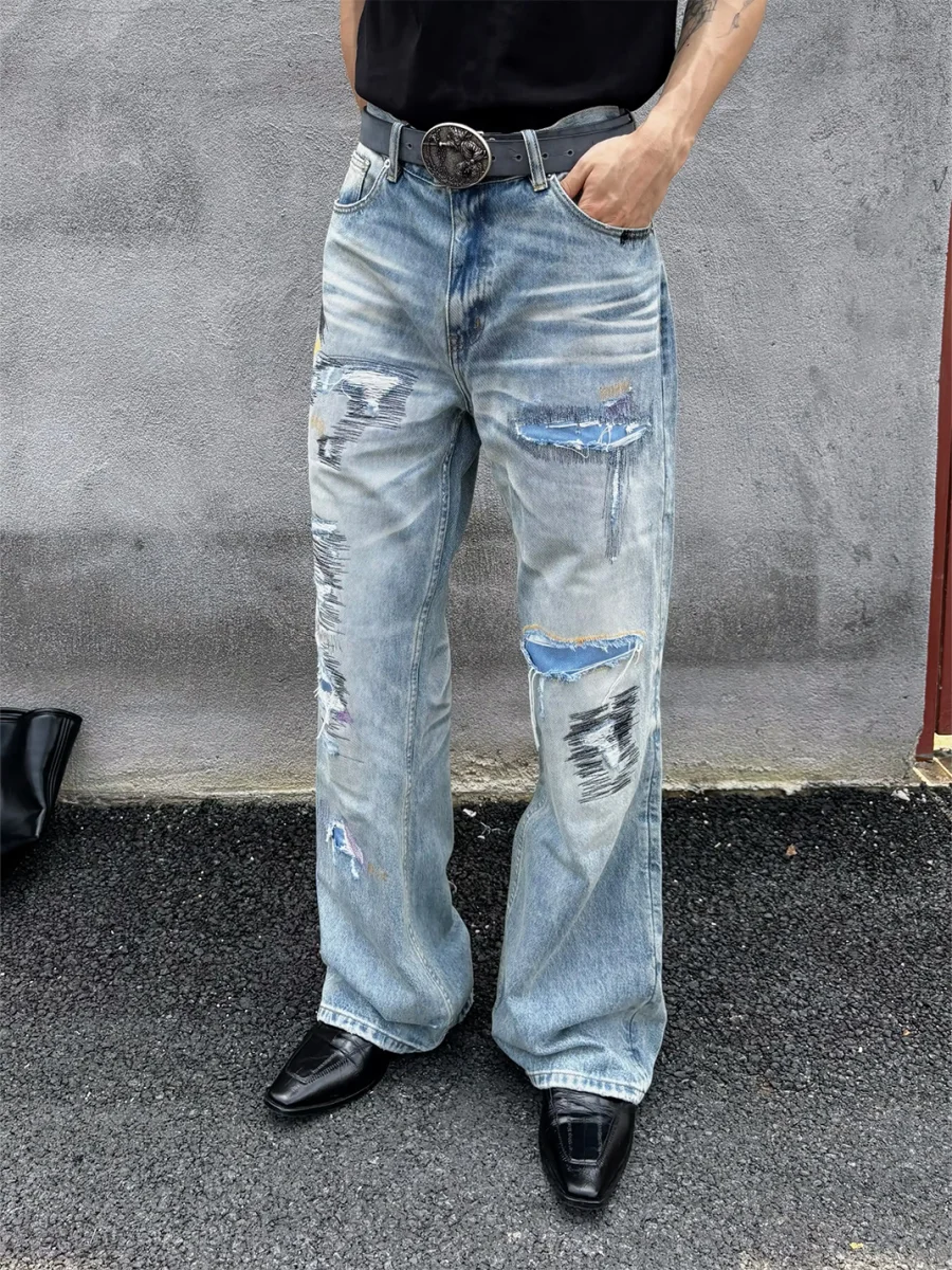 VOWPROGRESS | Boro Embroidered Distressed Loose Straight-Leg Jeans - 2
