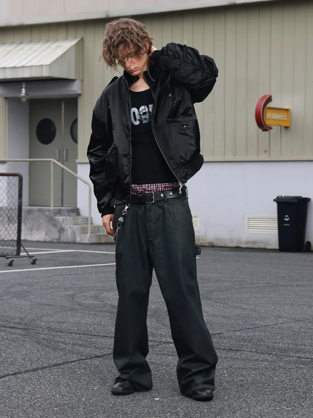 SAXGENWON | Waxed Washed Baggy Straight-Leg Cargo Pants