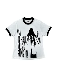 B0RN1NH3LL | Fitted Cropped Contrast Trim Graphic T-Shirt