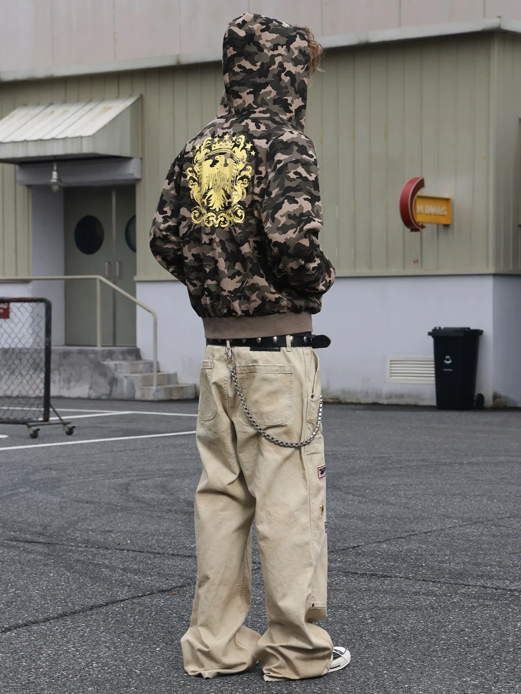 SAXGENWON | Distressed Embroidered Loose Straight Cargo Pants