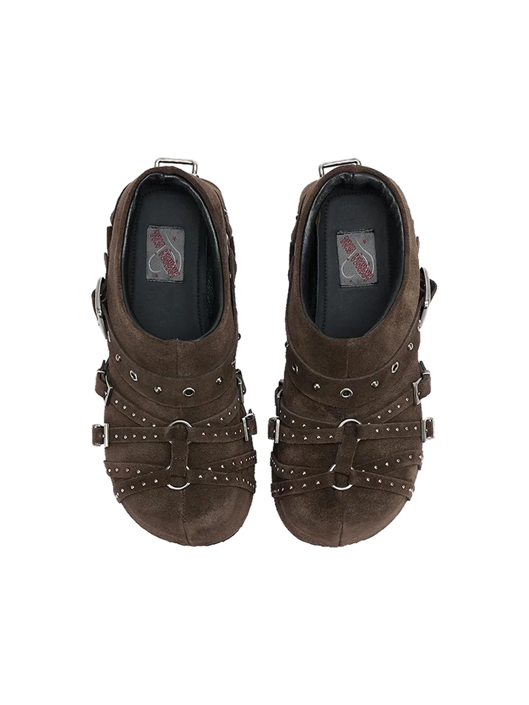 Arcadiagyal | Studded Buckle Platform Closed-Toe Mules