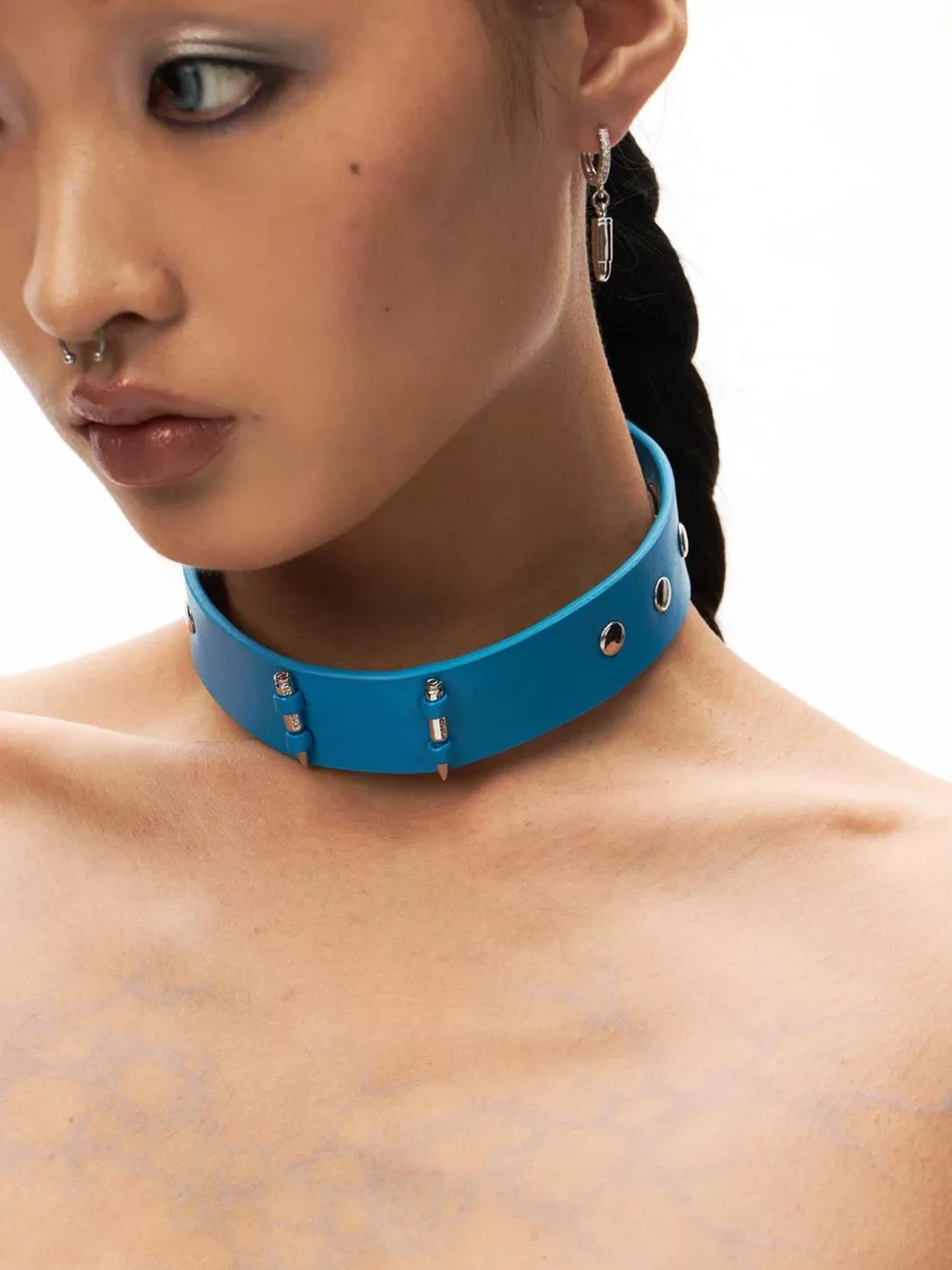 SchwarzGold | Spiked Faux Lambskin Leather Choker