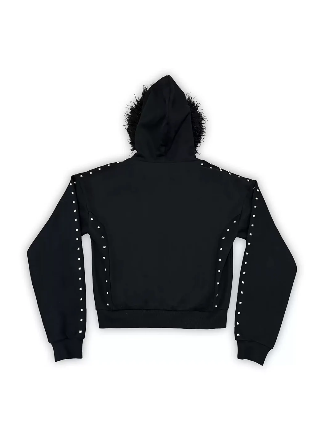 B0RN1NH3LL | Studded Logo Fur-Trim Zip Hoodie