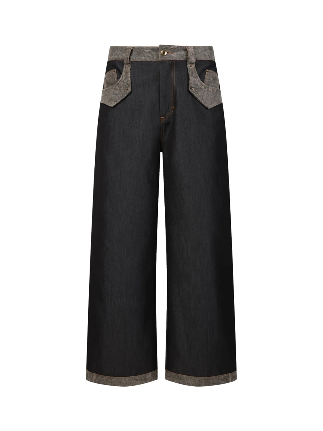OPENFLY | Washed Suede Panel Wide Leg Cargo Jeans