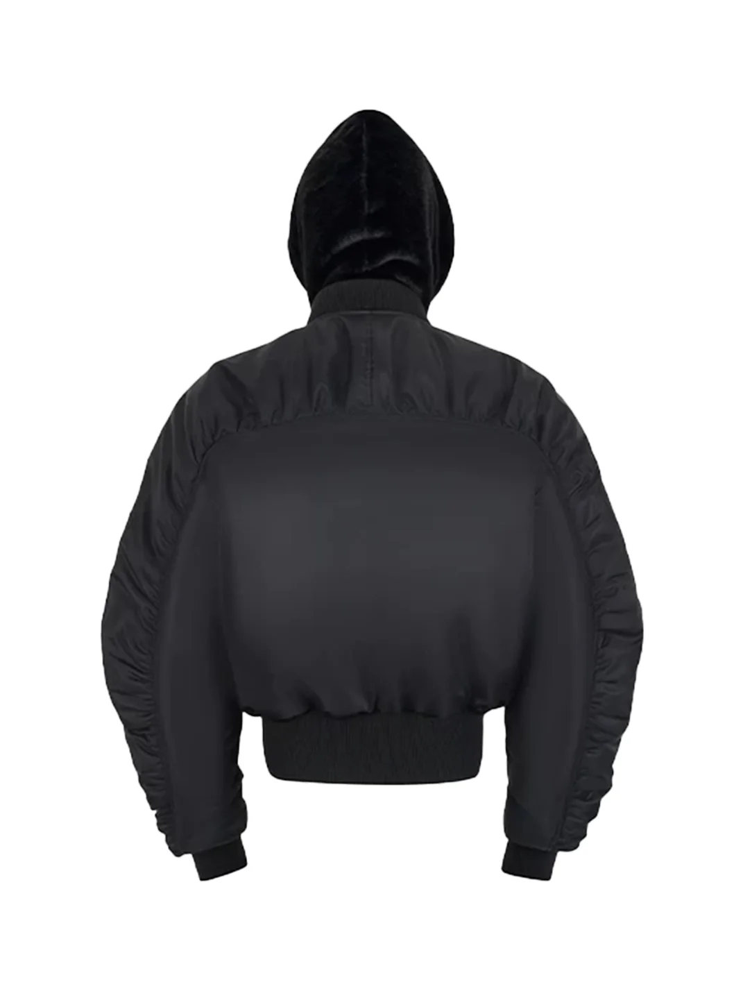 SAXGENWON | Cropped Hooded Faux Fur Bomber Jacket