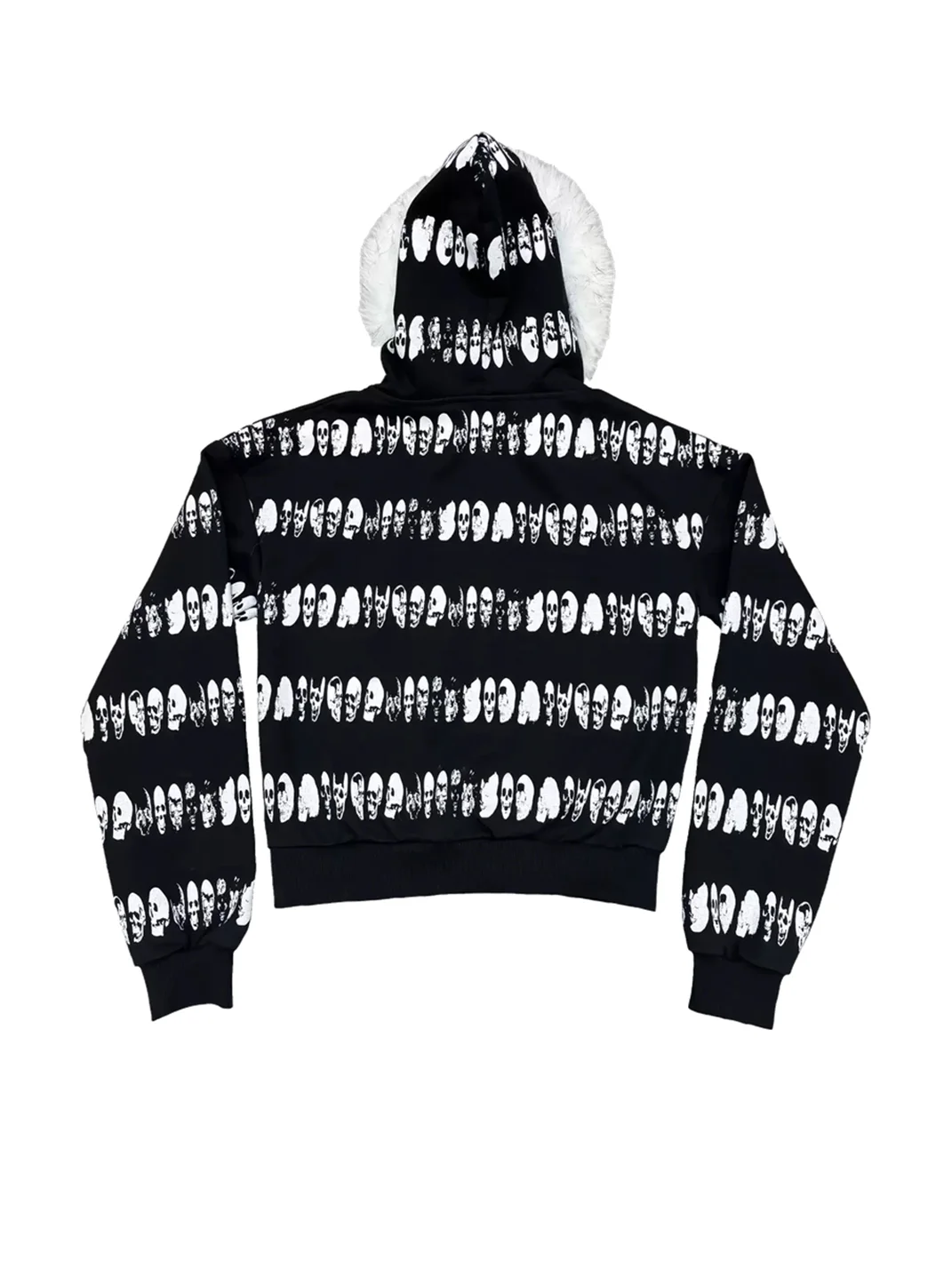 B0RN1NH3LL | Plush-Trimmed Skull Stripe Zip Hoodie