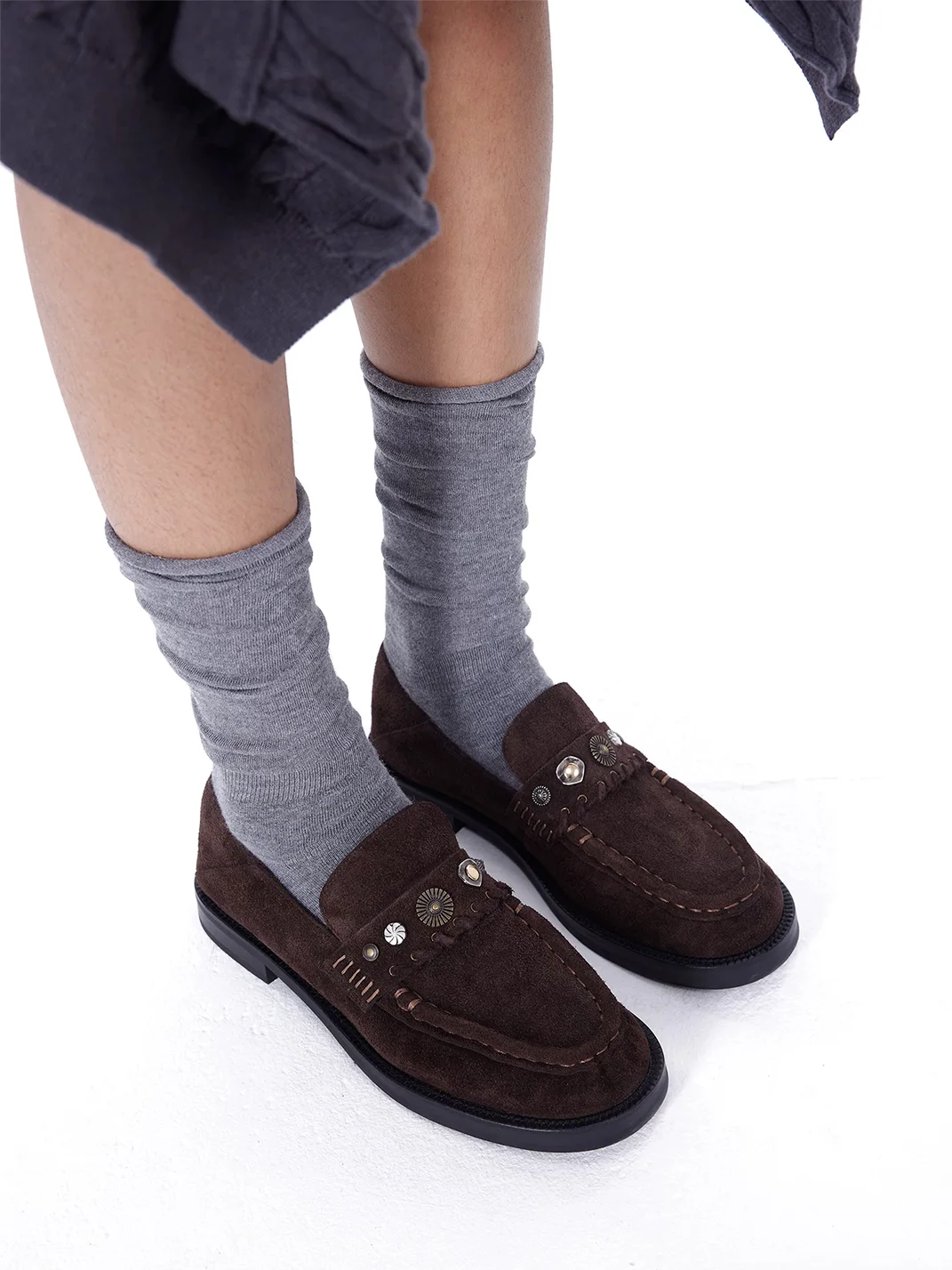 Arcadiagyal | Studded Suede Leather Loafers