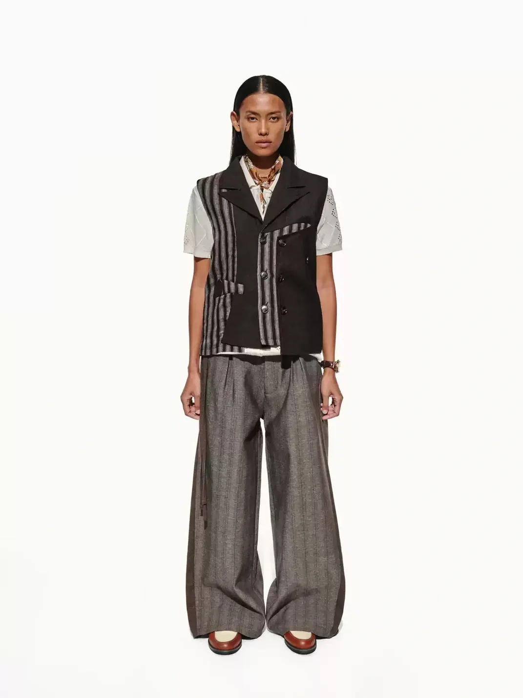OPENFLY | Striped Double-Breasted Lapel Vest