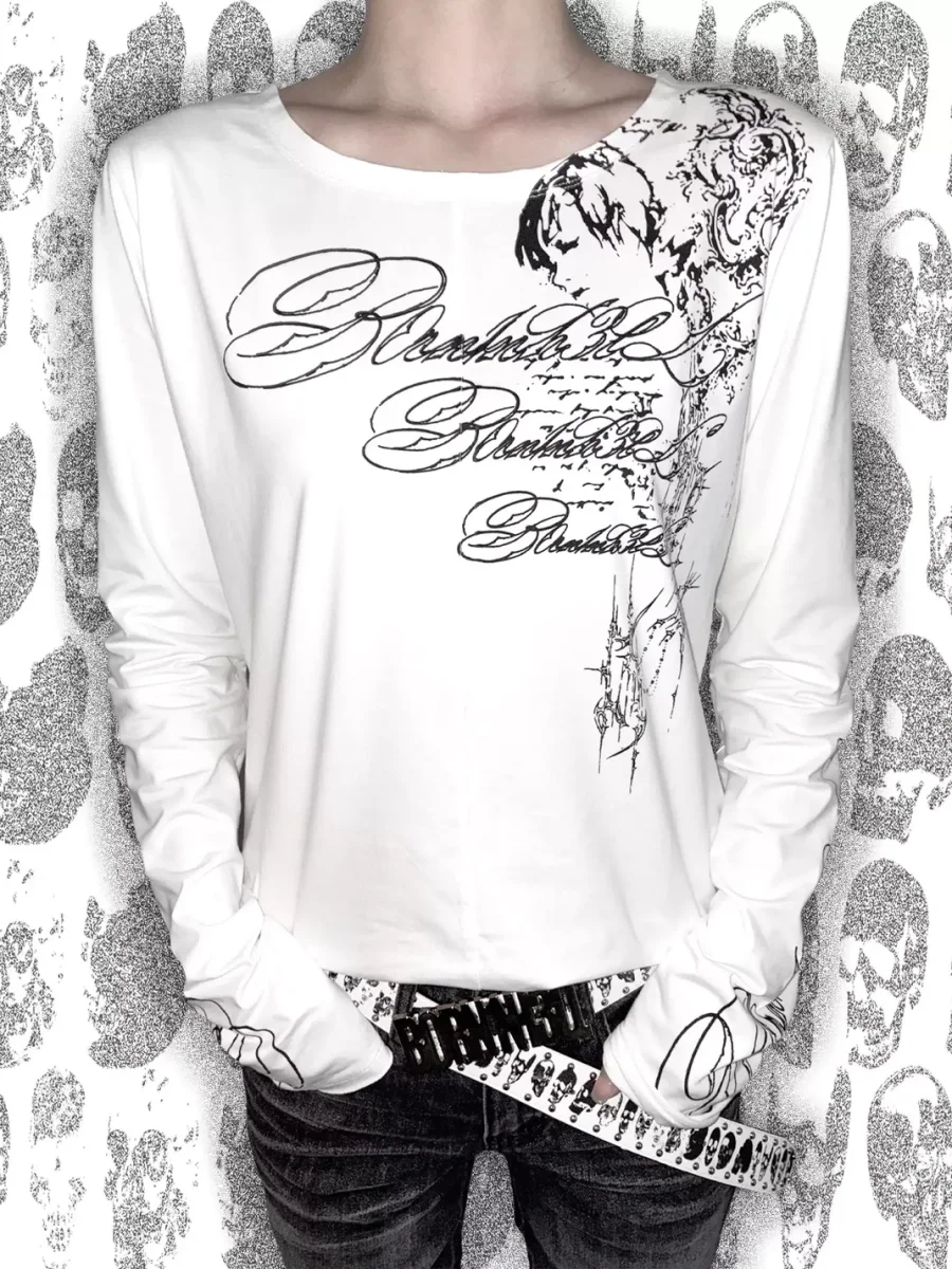 B0RN1NH3LL | Gothic Script Totem Long Sleeve T-Shirt - 2