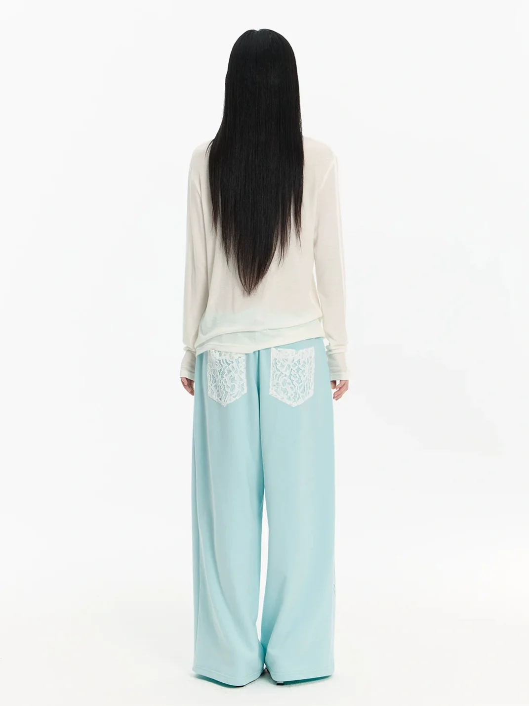 FayChui | Mint Green Printed Wide-Leg Straight-Leg Pants