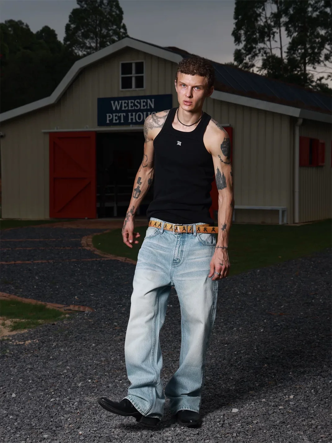 VOWPROGRESS | Washed Whiskered Loose Micro-Flare Jeans