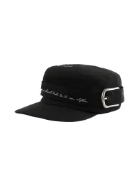 REDRINSE | Embroidered Strap Flat Top Military Cap