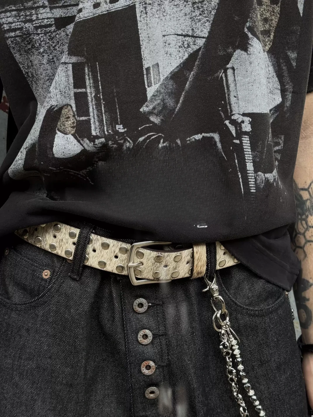VOWPROGRESS | Studded Horsehair Full-Grain Leather Belt
