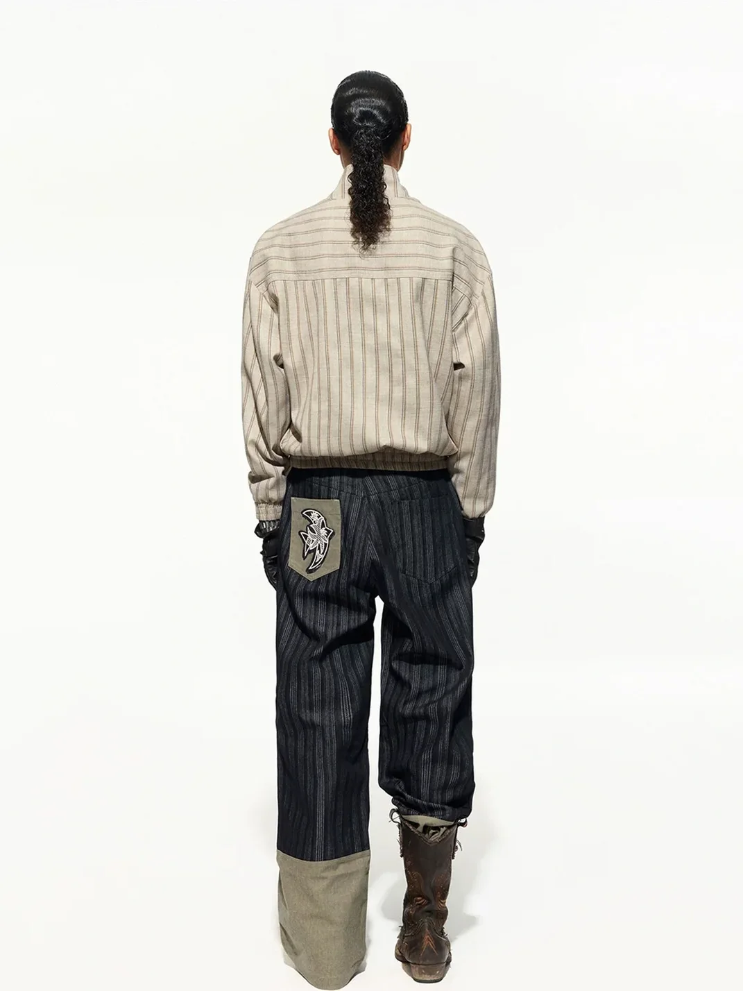 OPENFLY | Vintage Vertical Stripe Drop Shoulder Jacket