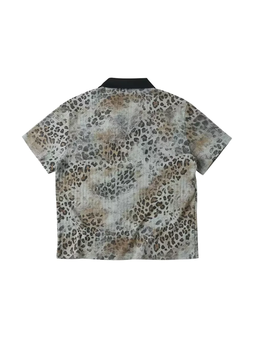 SAXGENWON | Leopard Print Cropped Boxy Polo Shirt