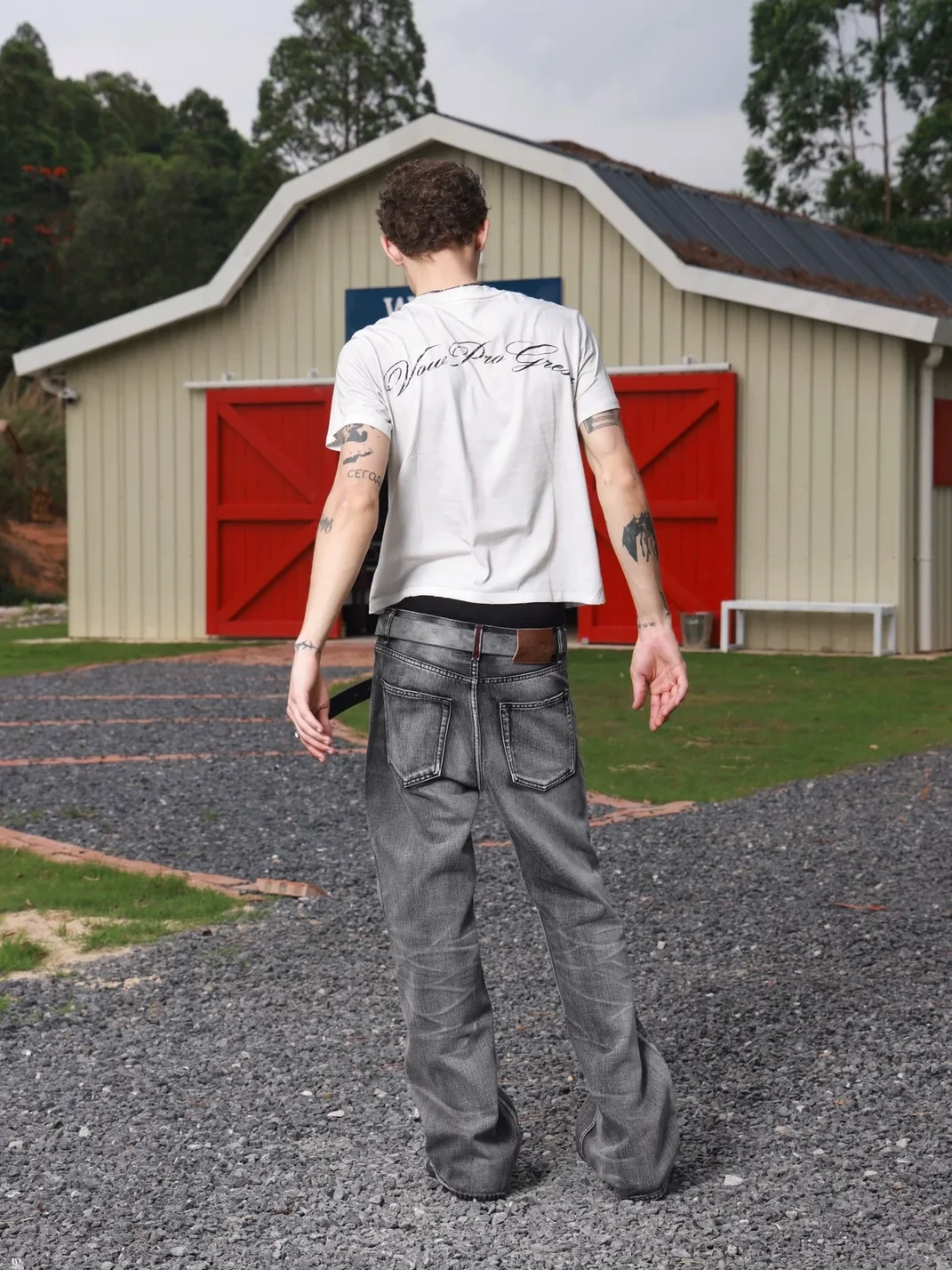 VOWPROGRESS | Washed Whiskered Loose Micro-Flare Jeans