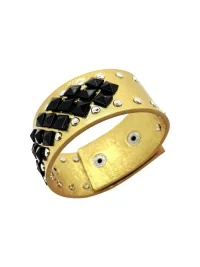 SchwarzGold | Y2K Studded Leather Bracelet