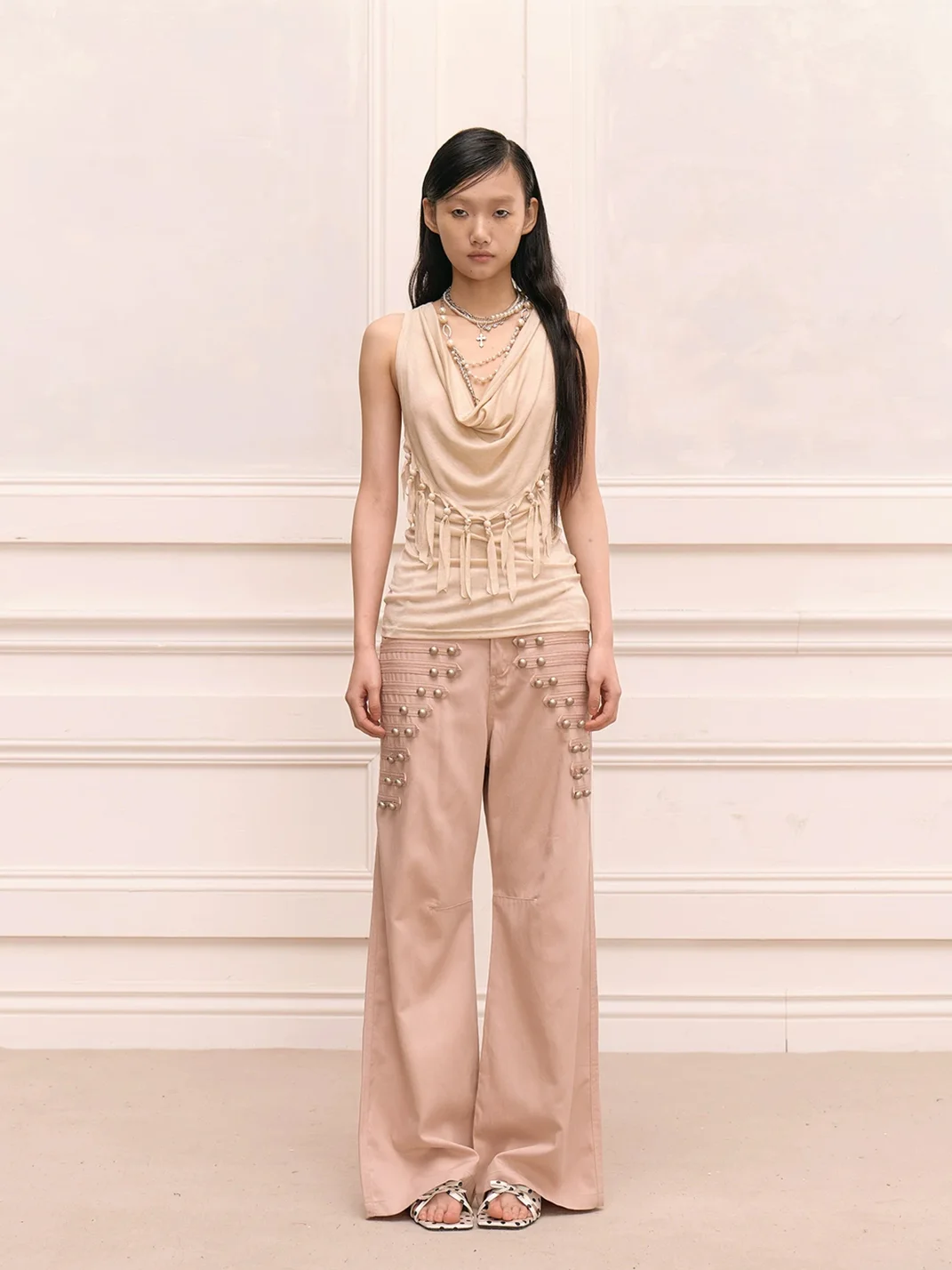 FayChui | Metal Button Wide Leg Pants