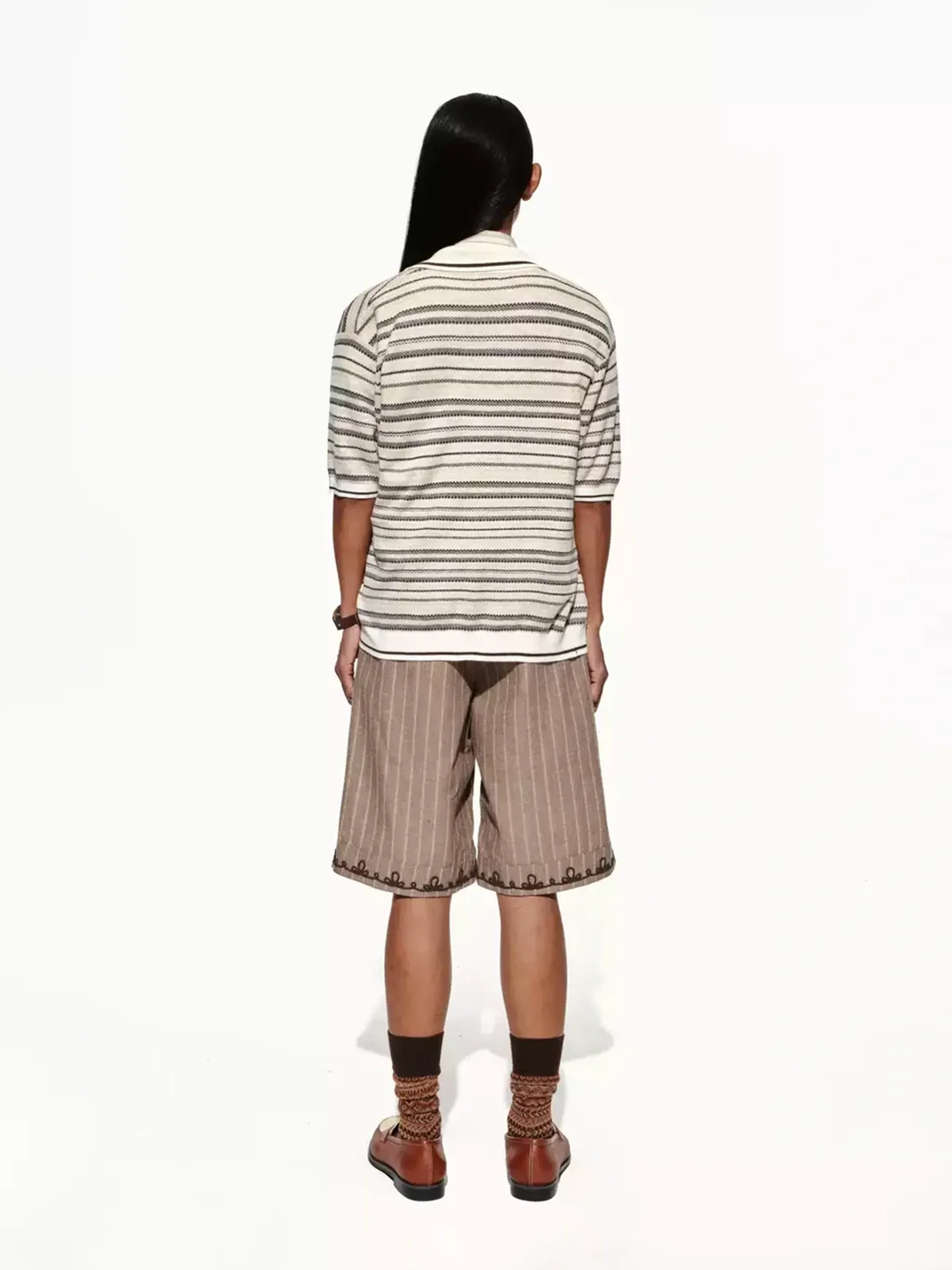 OPENFLY | Short Sleeve Striped Zip Polo Shirt