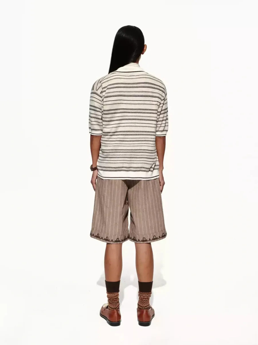 OPENFLY | Short Sleeve Striped Zip Polo Shirt - 3