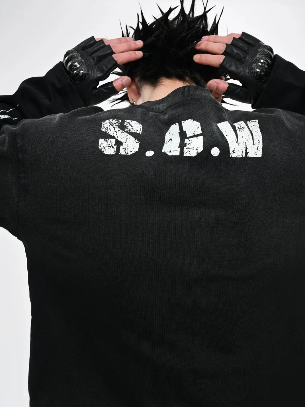 SAXGENWON | Washed Distressed Graphic Sweatshirt And Sweatpants Set