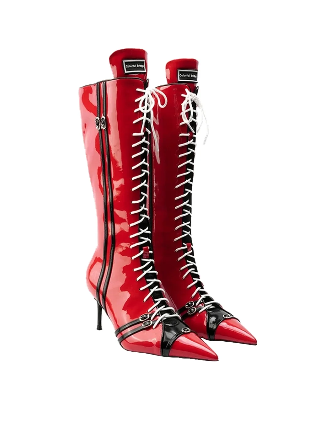 Colorful Bridge | Racing Knee-High Heeled Boots