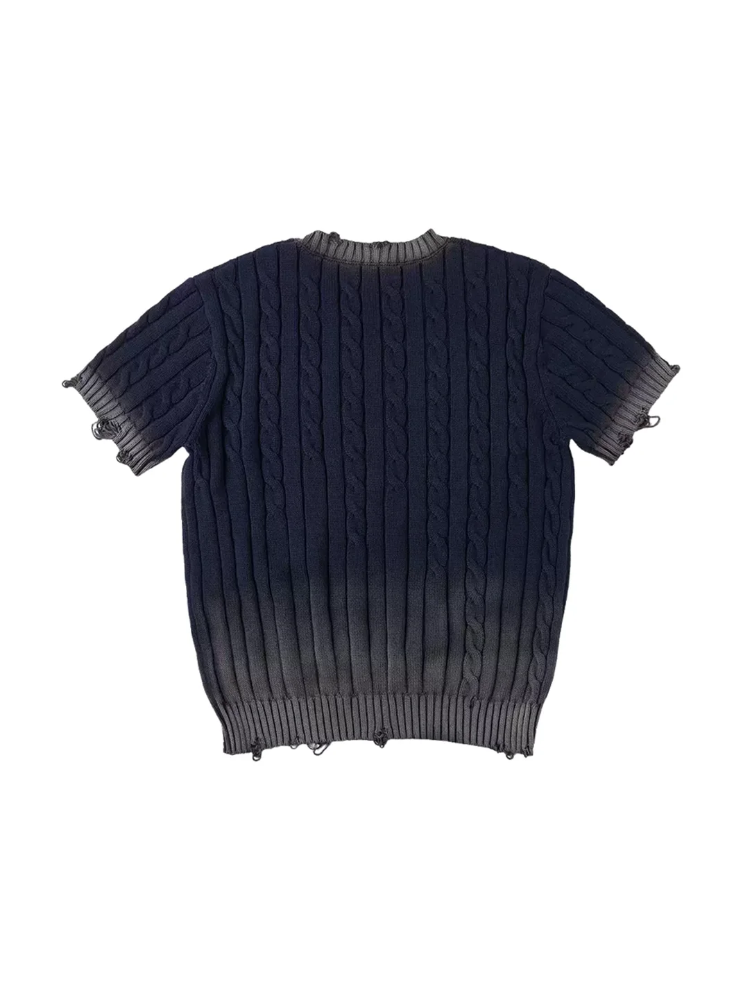 SAXGENWON | Gradient Cable Knit Boxy Short Sleeve Sweater