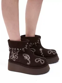 Arcadiagyal | Fair Isle Studded Platform Ankle Boots