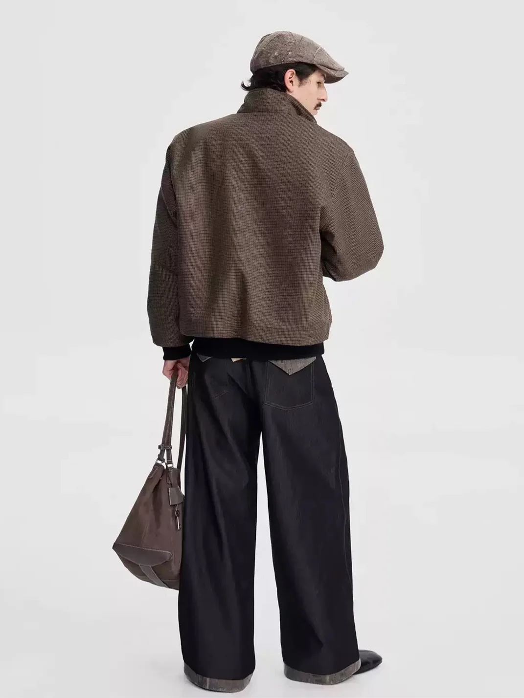 OPENFLY | Washed Suede Panel Wide Leg Cargo Jeans