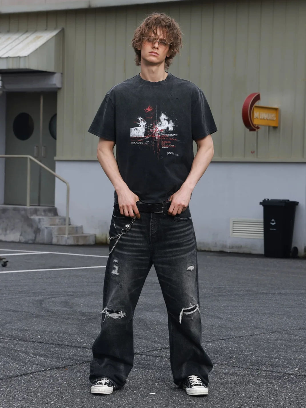 SAXGENWON | Distressed Washed Graphic Boxy T-Shirt