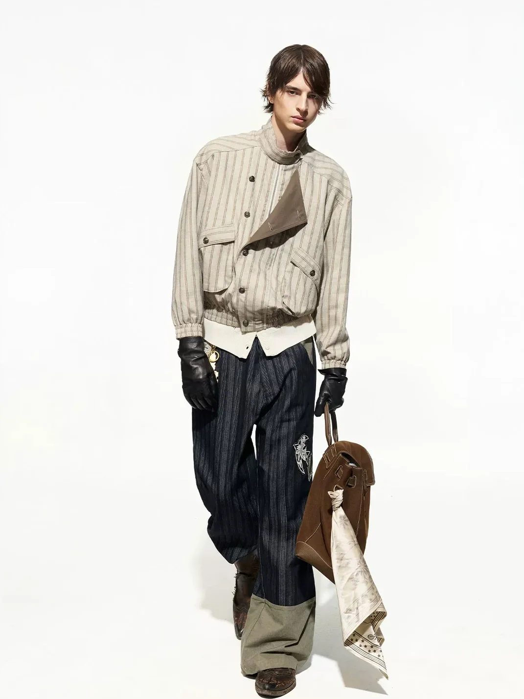 OPENFLY | Vintage Vertical Stripe Drop Shoulder Jacket