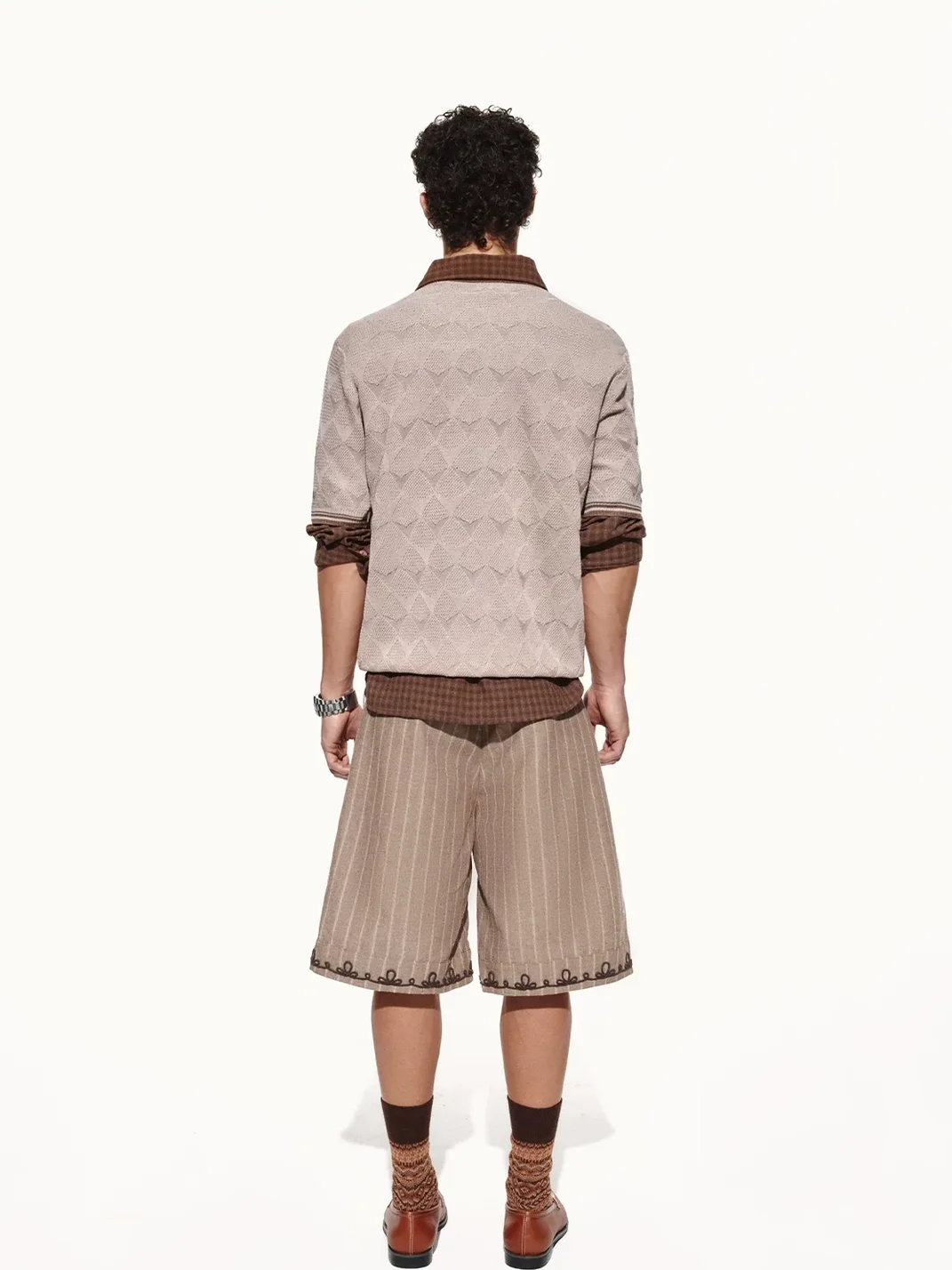 OPENFLY | Geometric Knit Ribbed Short Sleeve T-Shirt