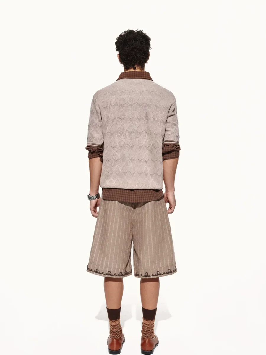 OPENFLY | Geometric Knit Ribbed Short Sleeve T-Shirt - 4