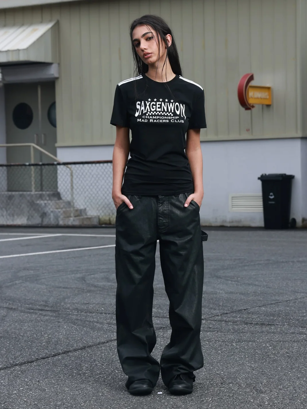 SAXGENWON | Waxed Washed Baggy Straight-Leg Cargo Pants
