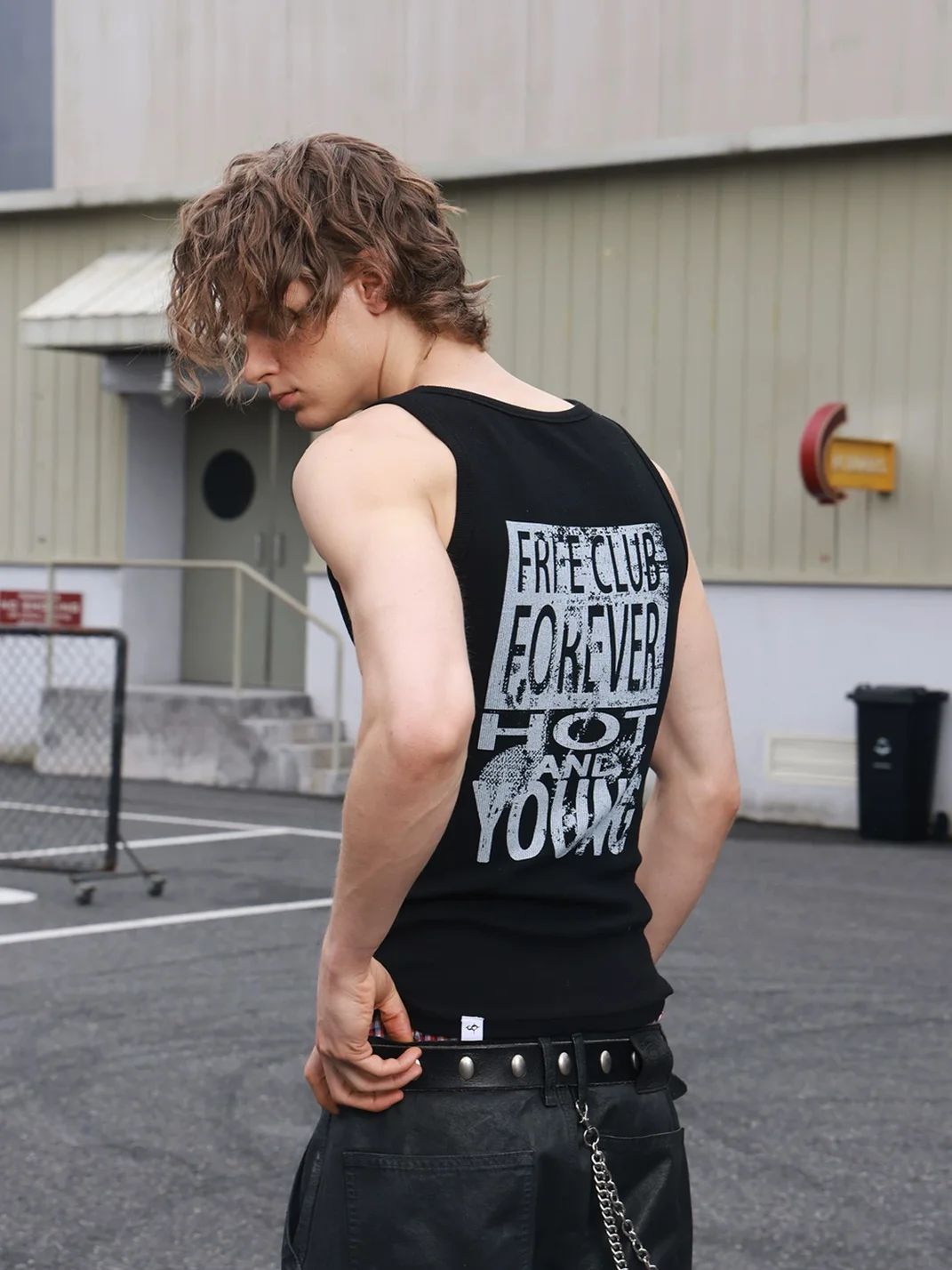 SAXGENWON | Slogan Print Slim Fit Stretch Tank Top