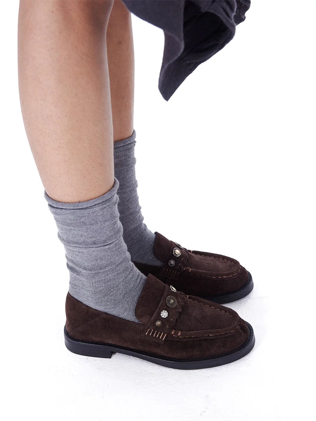 Arcadiagyal | Studded Suede Leather Loafers