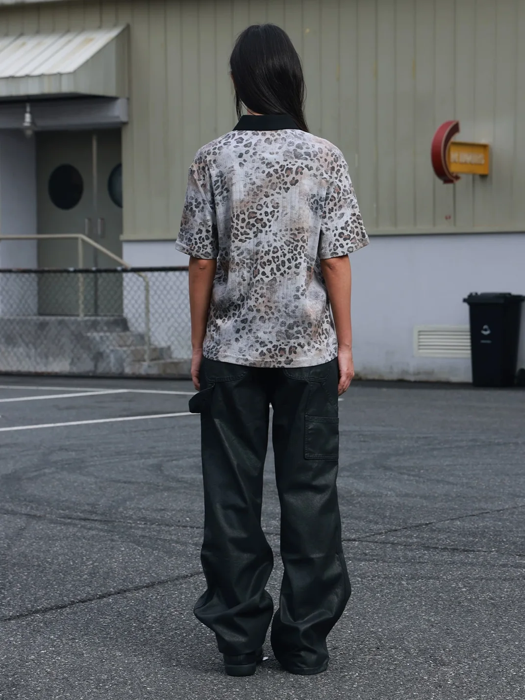 SAXGENWON | Leopard Print Cropped Boxy Polo Shirt